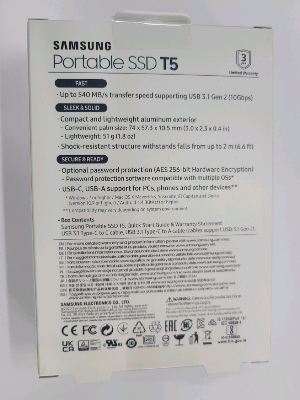 삼성전자 포터블 외장SSD 외장하드 T5 500GB(병행)